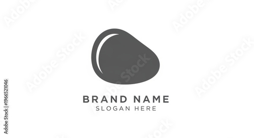 Simple gray pebble logo with brand name text.