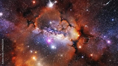 Luminous spiral galaxy with a bright core, dusty lanes, and blue star-forming regions across space!!