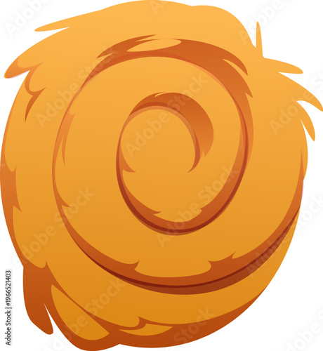 Cartoon number zero as spiral shaped hay bale agriculture typeface, farm font, harvest type, funny English alphabet. Vector agricultural abc 0 or letter O symbol for children education