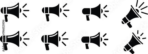 Set of megaphone icons for marketing and communication