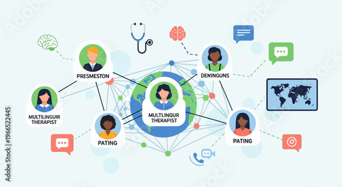 Global network of multilingual therapists connecting patients and professionals through digital communication and healthcare services.
