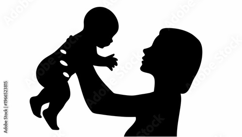 Mother holding baby in air silhouette of gentle parenting moment loving family bond