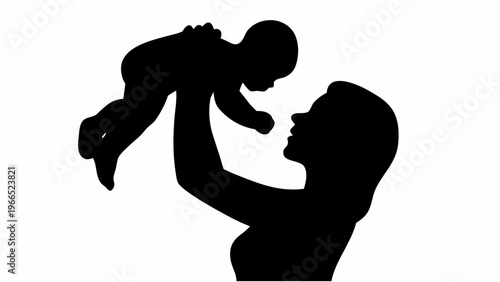 Mother holding baby in air silhouette of gentle parenting moment loving family bond