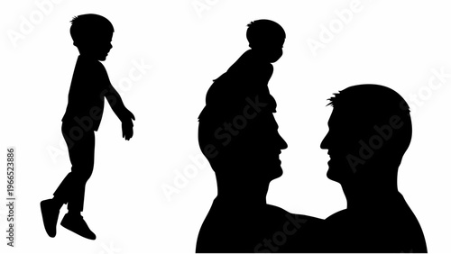 Father and son playing together in silhouette casual outdoor bonding moment