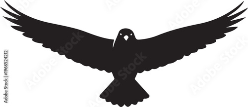 Black Silhouette of an Eagle in Flight with Spread Wings