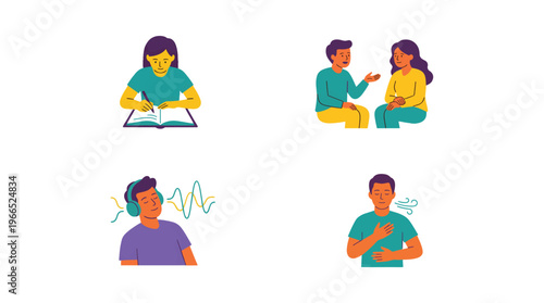 Mental health self-care methods in balanced layout