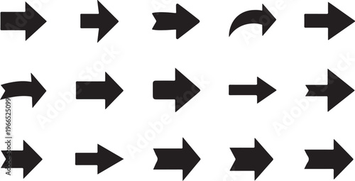 Collection of black arrows on white background