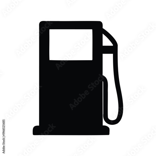 Simple black and white gas station pump silhouette vector illustration graphic