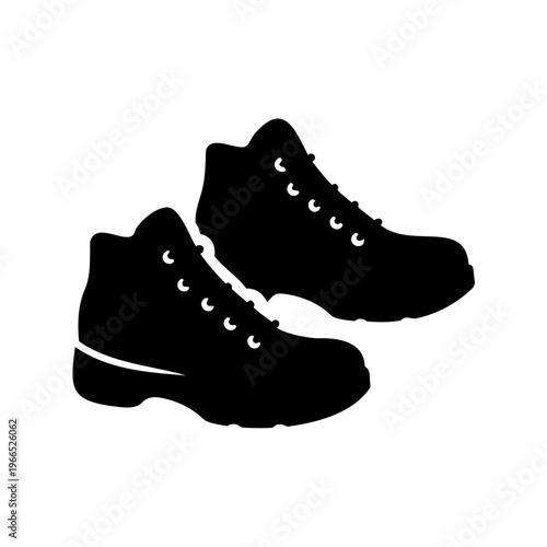 Silhouette of two ankle boots isolated on white, footwear, style, and comfort