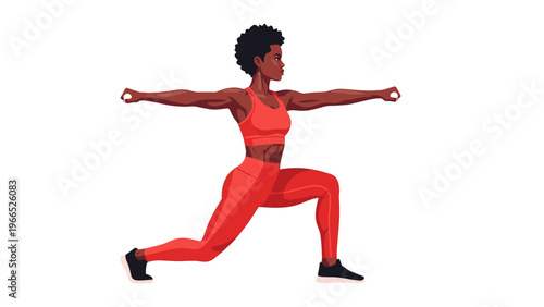 Woman Performing Lunge Exercise Vector Illustration, Fitness and Wellness Concept, Dynamic Pose for Health and Sports Graphics