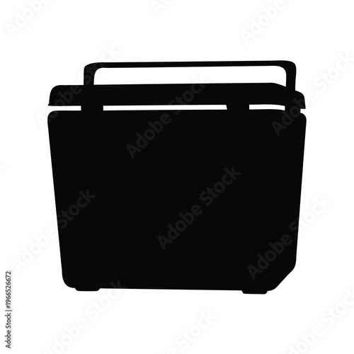 Cooler Silhouette on White Background, Portable Insulated Container, Food and Drinks
