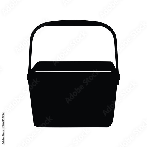 Black silhouette of a rectangular ice chest or cooler with handle
