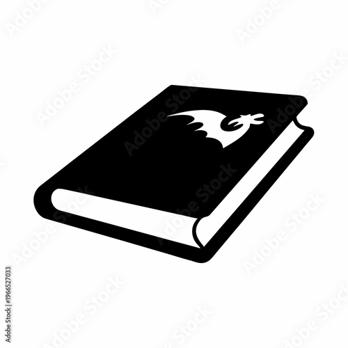 Fantasy Grimoire with Dragon Emblem, a source of magical knowledge and adventure