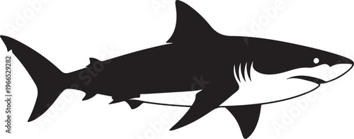Black Shark Silhouette on White Background