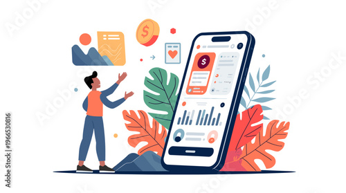 A young woman enjoys working remotely from a cozy coffee shop, feeling productive and relaxed.