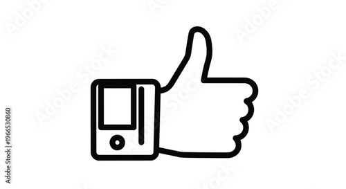 Vector graphic illustration of a thumbs up sign with a floppy disk design element