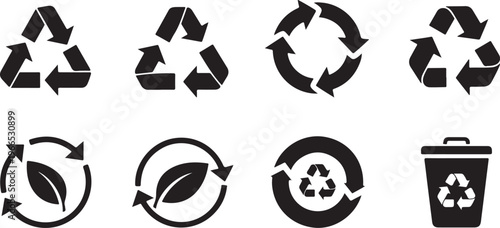 Recycling symbols and icons for eco friendly practices and sustainability