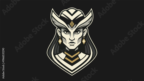 Woman warrior portrait illustration