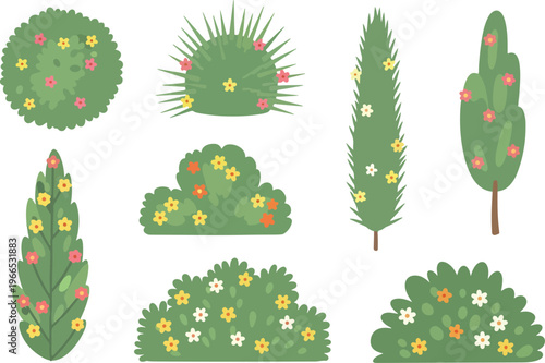 Collection of Diverse Greenery and Flowering Plants.