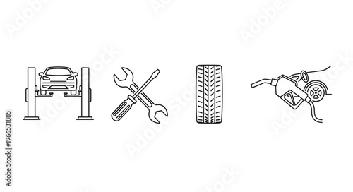 Car Repair and Maintenance Icons Set.