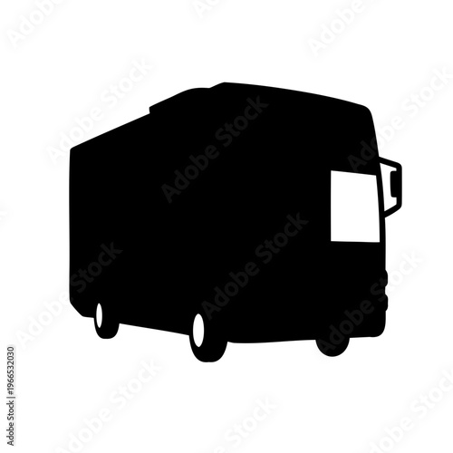 Silhouette of a large bus or commercial vehicle with visible wheels