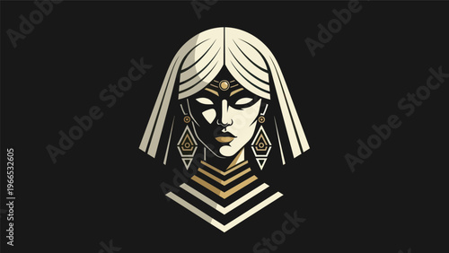 Womans portrait geometric design