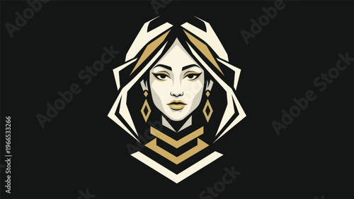 Womans portrait in geometric style