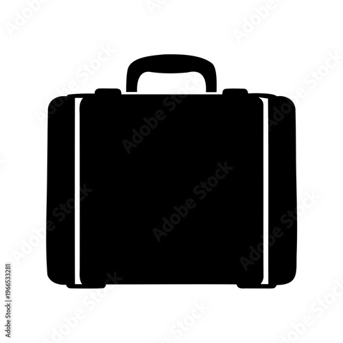 Simple black suitcase icon on a white background travel style illustration
