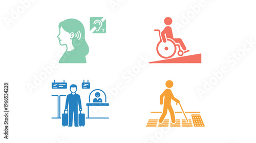 Universal accessibility icons representing inclusive travel design
