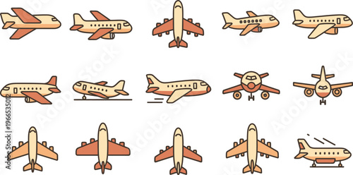 vector set of airplane icons . transport collections