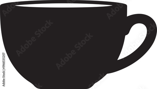 Simple black coffee cup icon on white background