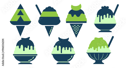 Vibrant Ice Cream and Shaved Ice Dessert Collection - Flat Design