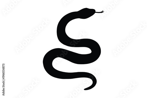 Snake silhouette vector, Curved snake black silhouette, Snake icon