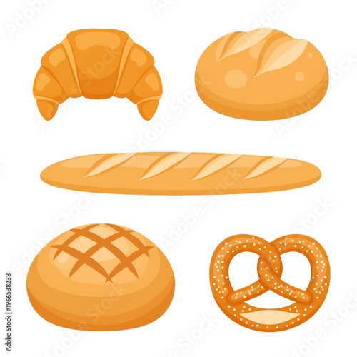 Assorted Bread and Pastry Products Display.