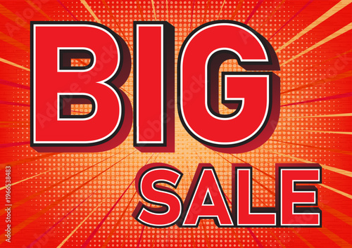 Bold and eye-catching big sale banner in pop art comic style with vibrant colors and dynamic burst background. Designed for high-impact promotions, retail sales, and advertising campaigns