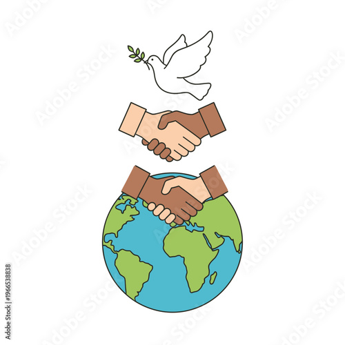 Dove, Handshake, Earth: Symbolizing Global Peace, Unity, and International Cooperation