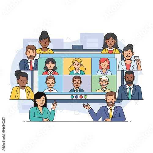 Diverse Professionals in Virtual Meeting on Computer.