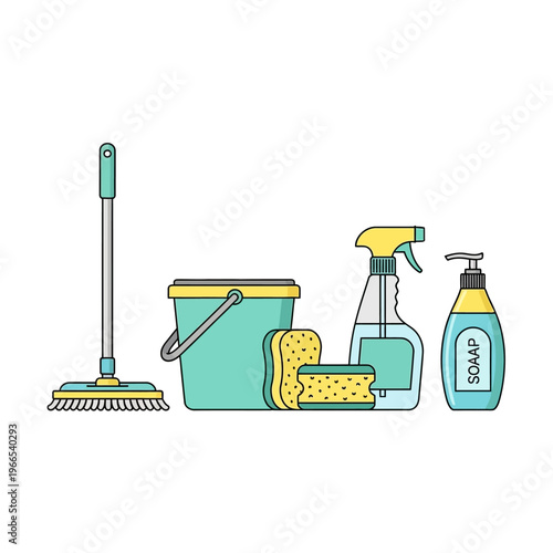 Cleaning Supplies and Tools for Household.
