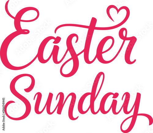 Beautiful handwritten easter sunday greeting with heart in elegant cursive script