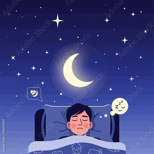 Man Sleeping Peacefully Under Starry Night Sky.