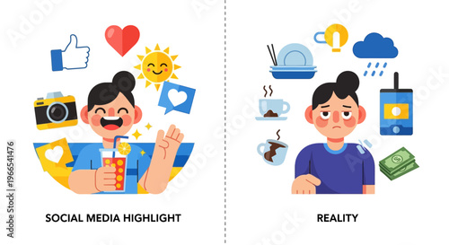 Social Media vs Reality The Contrasting Portrayal of Happiness and Well-being in Online Life