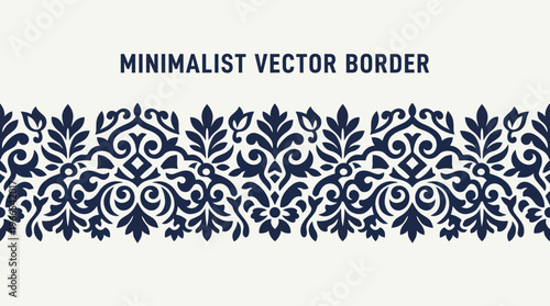 Seamless Ornate Floral Border Design Element with Intricate Botanical Patterns.