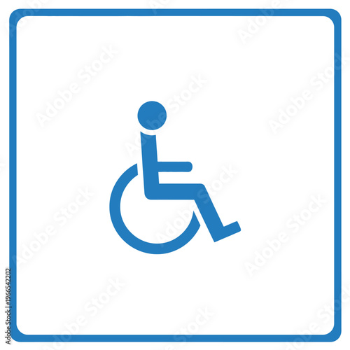 Blue Wheelchair Accessibility Sign Icon.