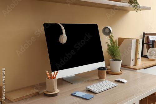 Workplace with computer and...