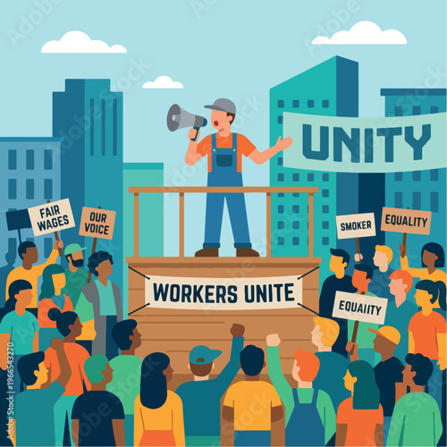 Workers unite for fair wages and equality during a protest.