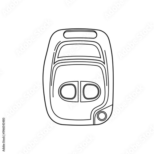 Minimalist line art illustration of an access fob isolated on a white background, showcasing sleek design and modern technology