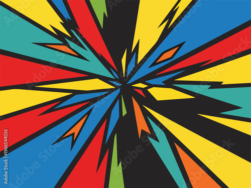 Abstract explosion of multicolored shards against a black background