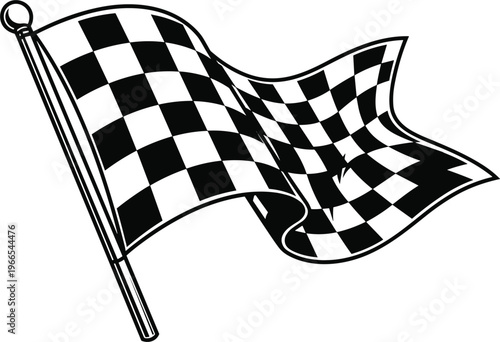 Waving checkered flag vector illustration for car racing sports competition finish line win achievement automotive event and speed motor championship design.