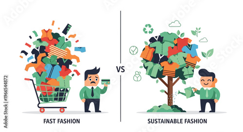 The stark choice fast fashion's rapid consumption and waste versus sustainable clothing for a greener, eco-conscious future