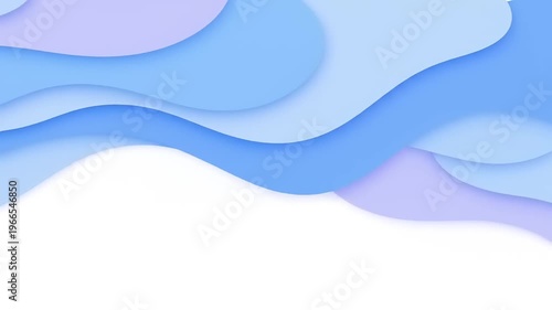 Abstract Blue and Purple Wavy Shapes Overlay on White Background.